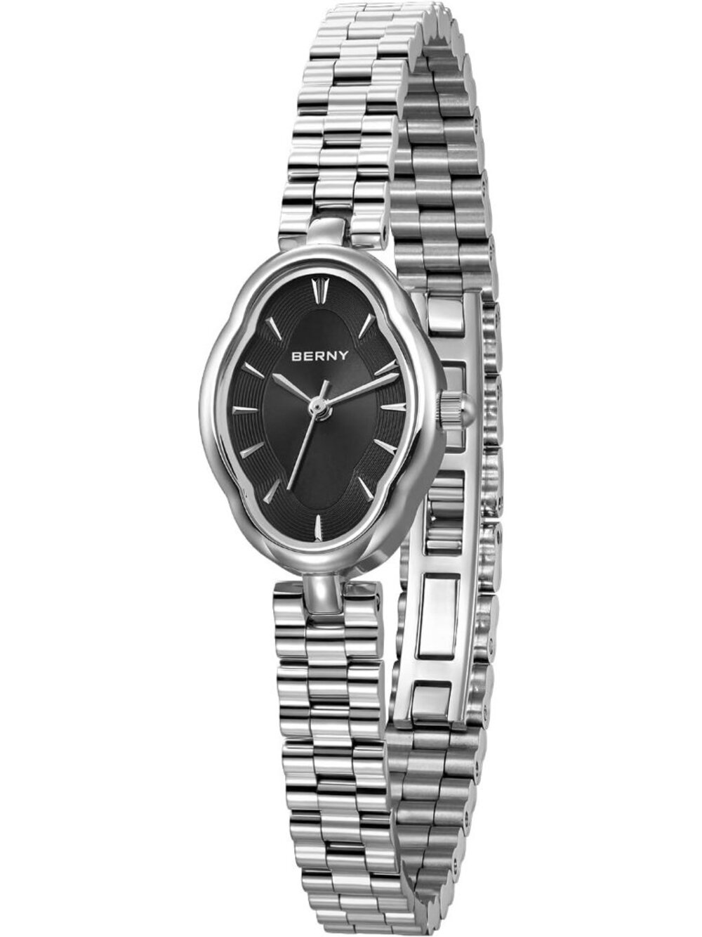 Women's Black Quartz All Stainless Steel Vintage Copper Waterproof Wrist Watch
